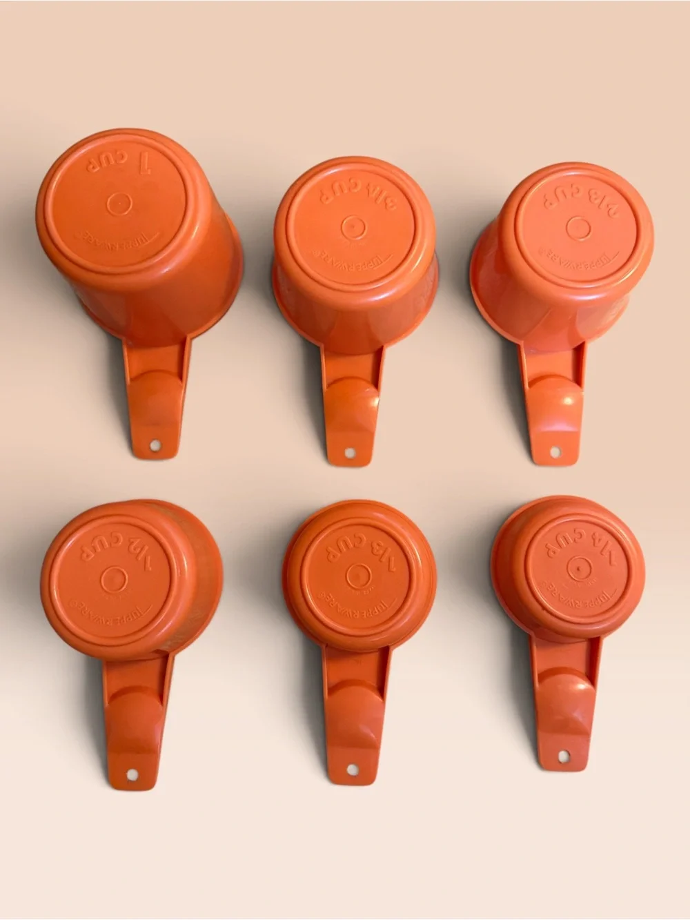 Vintage Tupperware Harvest Orange Measuring Cups - 1970’s